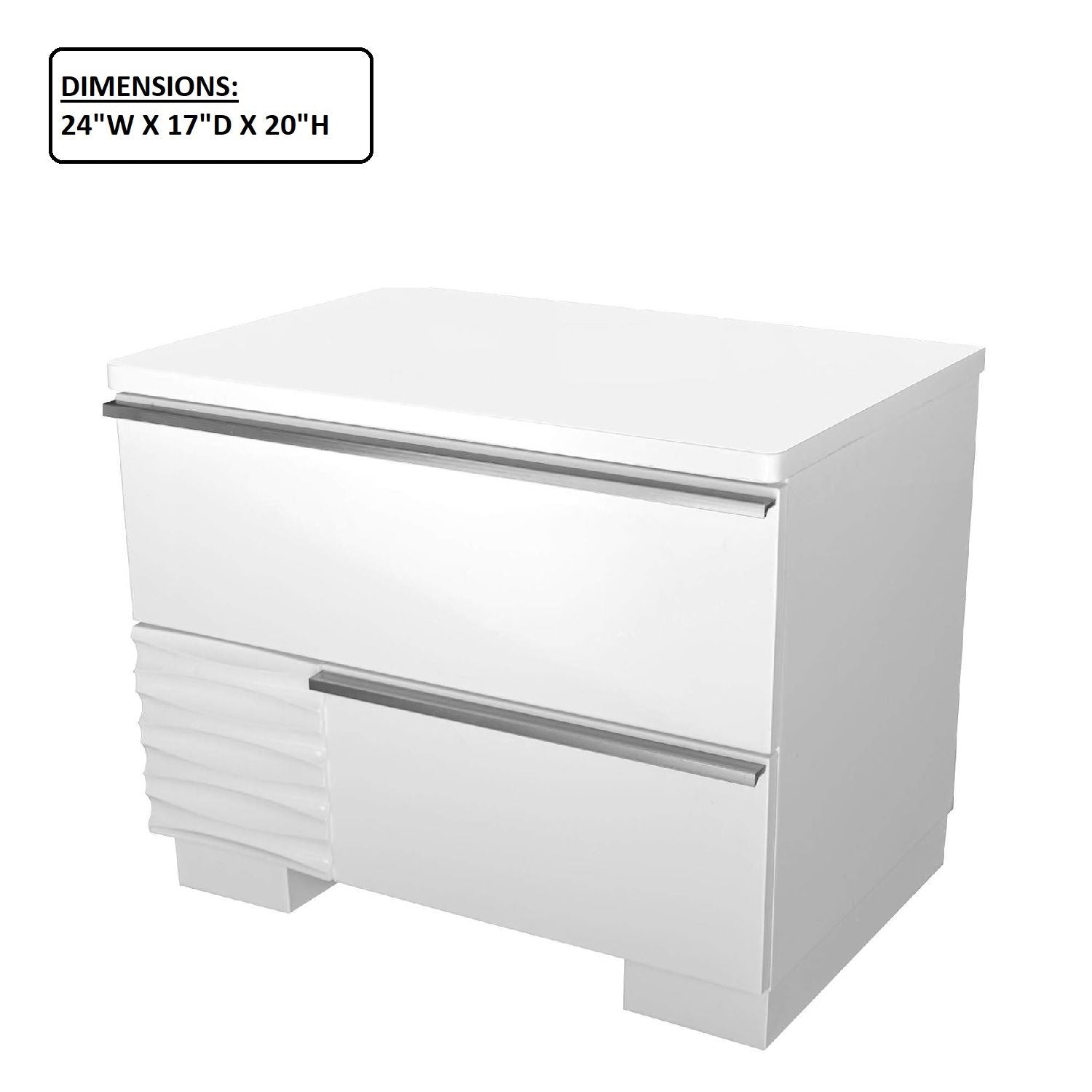 2 Drawer Nightstand, Bedside Table - White