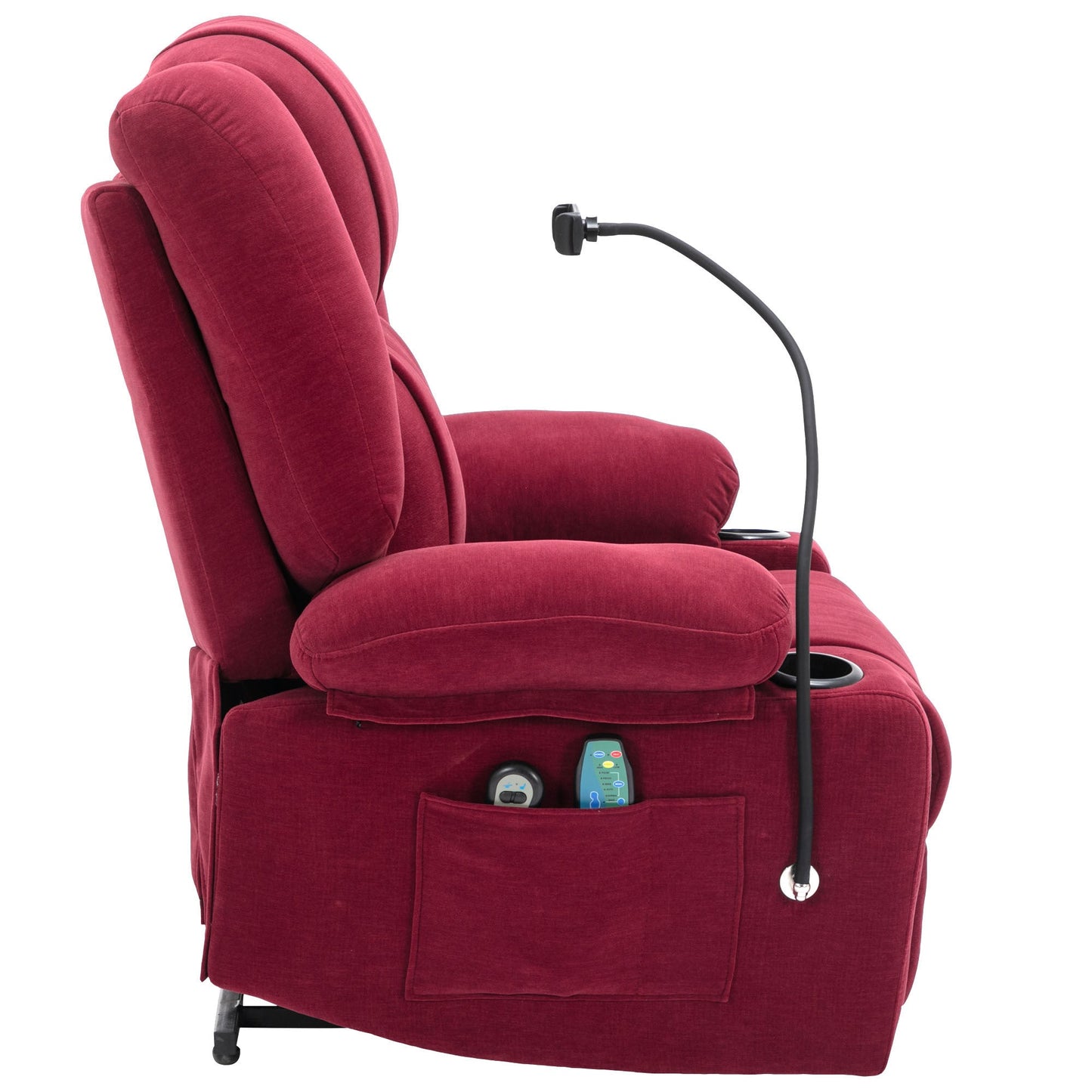 Power Lift Recliner Chair Electric Recliner for Elderly Recliner Chair with Massage and Heating Functions, Remote, Phone Holder Side Pockets and Cup Holders for Living Room, Red