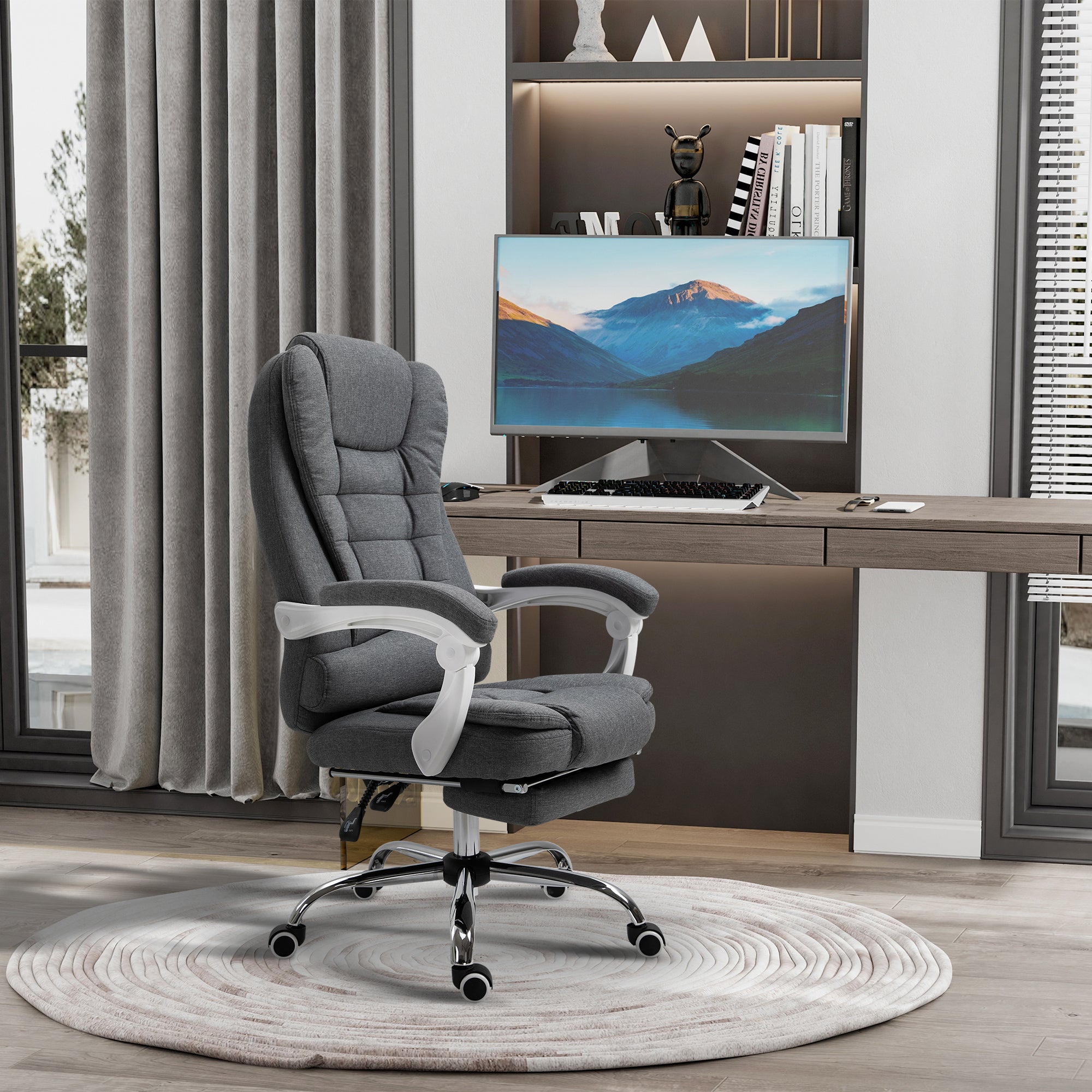 Vinsetto Executive Office Chair with Footrest, Linen-Fabric Computer Chair