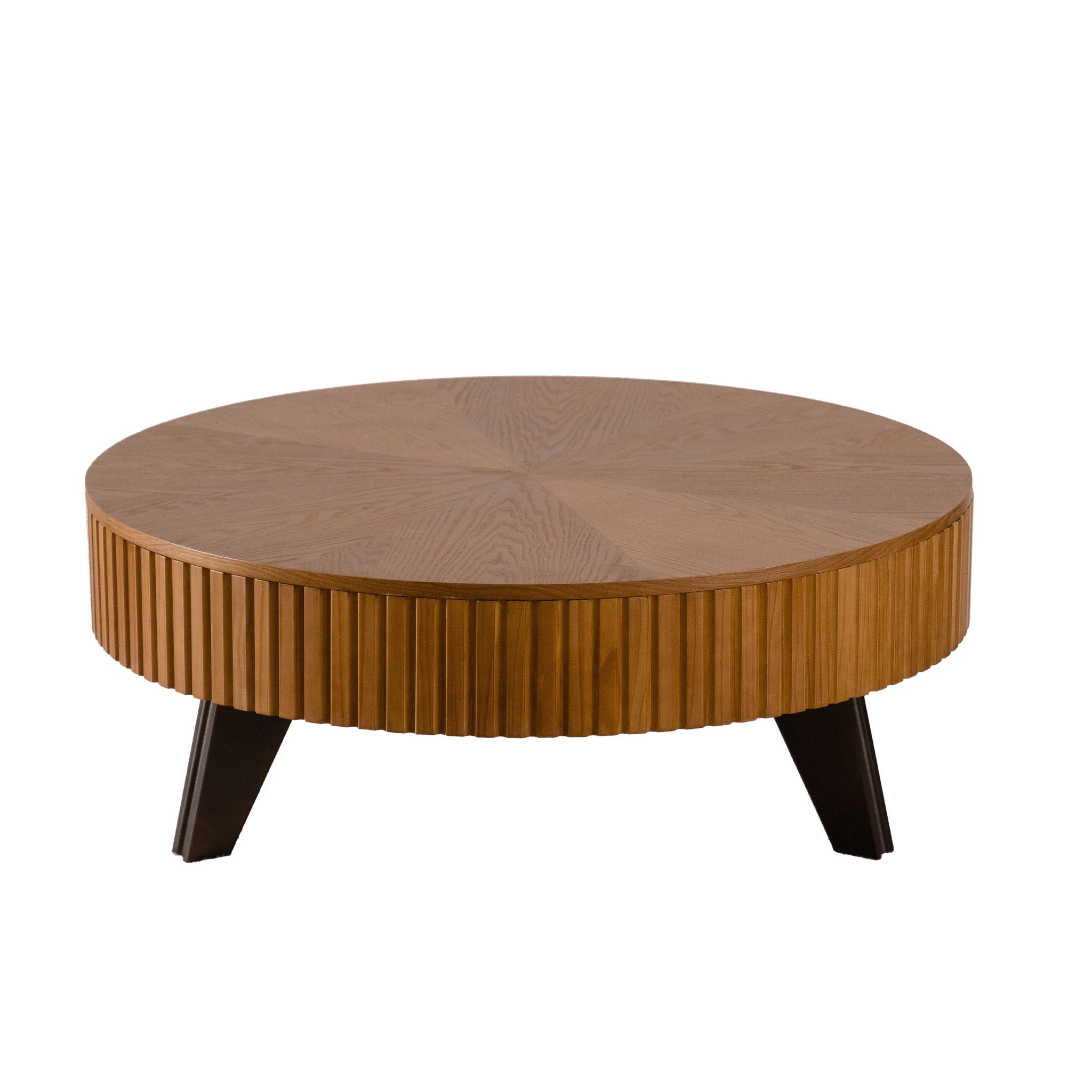 Round Retro Coffee With Solid Wood Legs