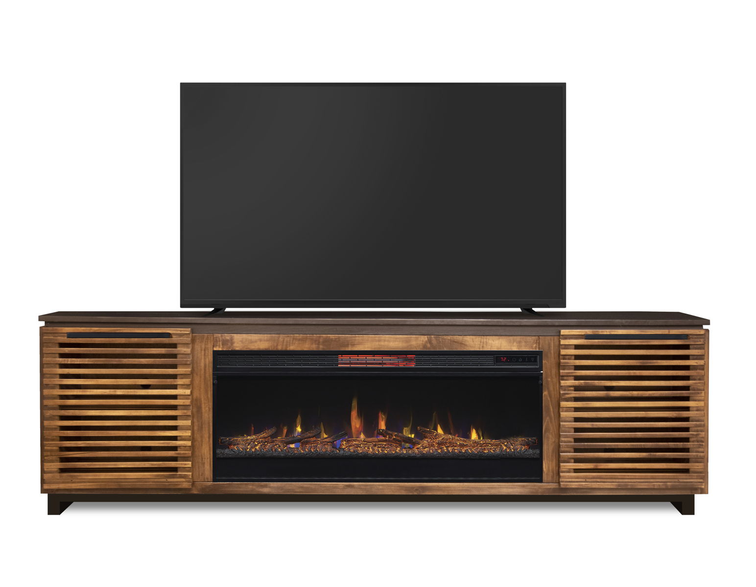 Graceland - Fireplace TV Stand Console For TVs Up To 100" - Black, Bourbon