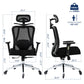 Office Chair, Ergonomic Home Office Desk Chairs, Swivel Chair with 2DLumbar Support and 3D Headrest,Mesh Comfortable Work Chair Adjustable 3D Armrests, Rocking Executive Chair