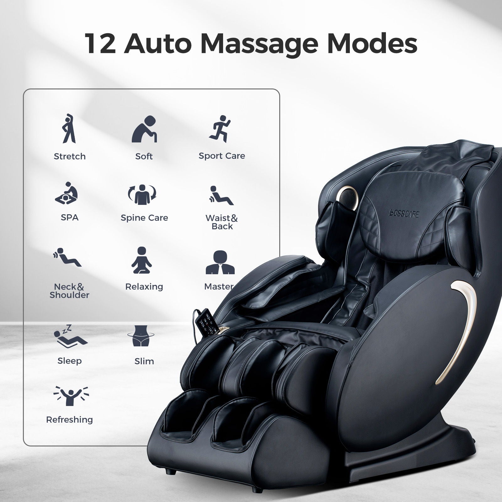 Bosscare - 3D Zero Gravity Massage Chair, Full Body Shiatsu Recliner With App