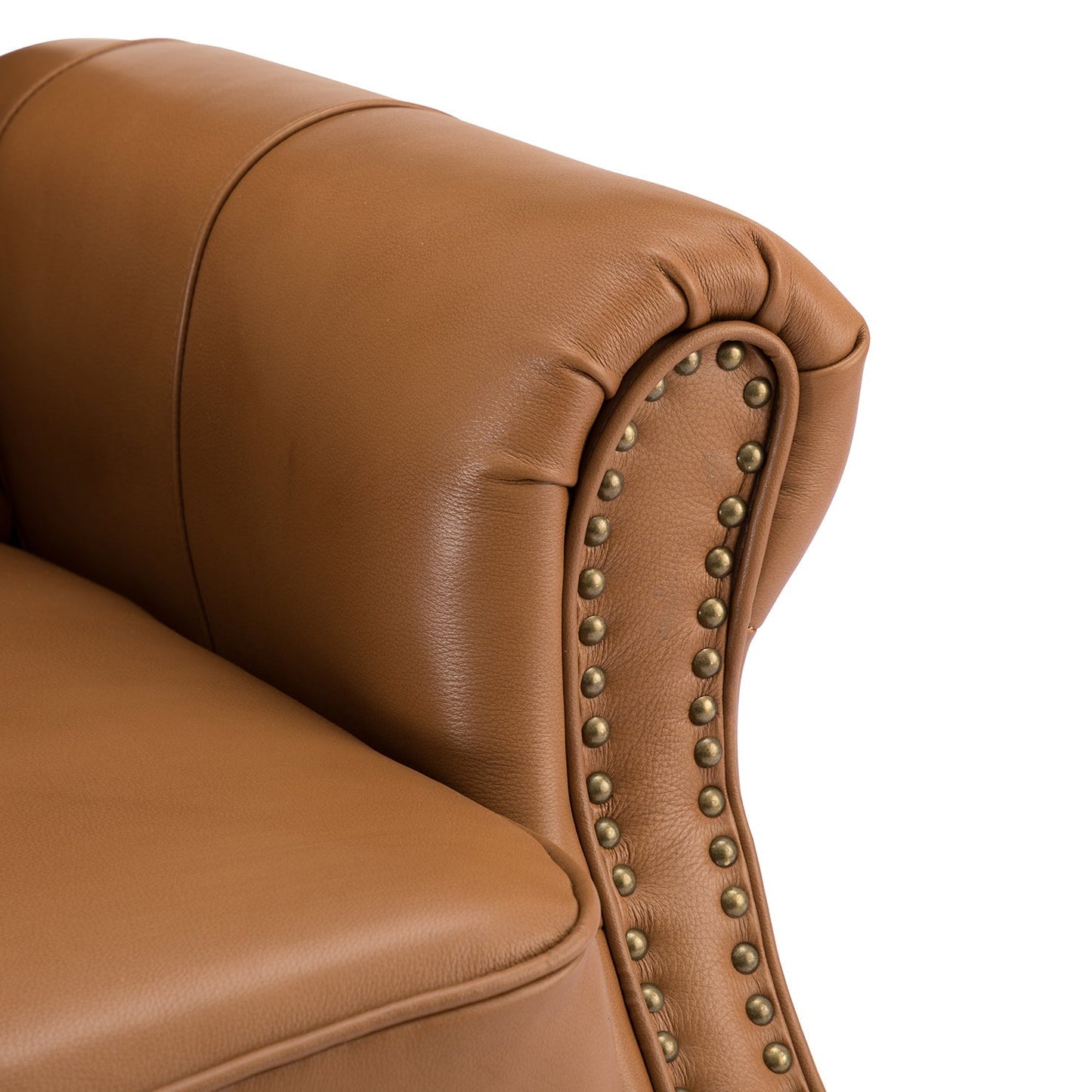 Hora Genuine Leather Manual Recliner-CAMEL