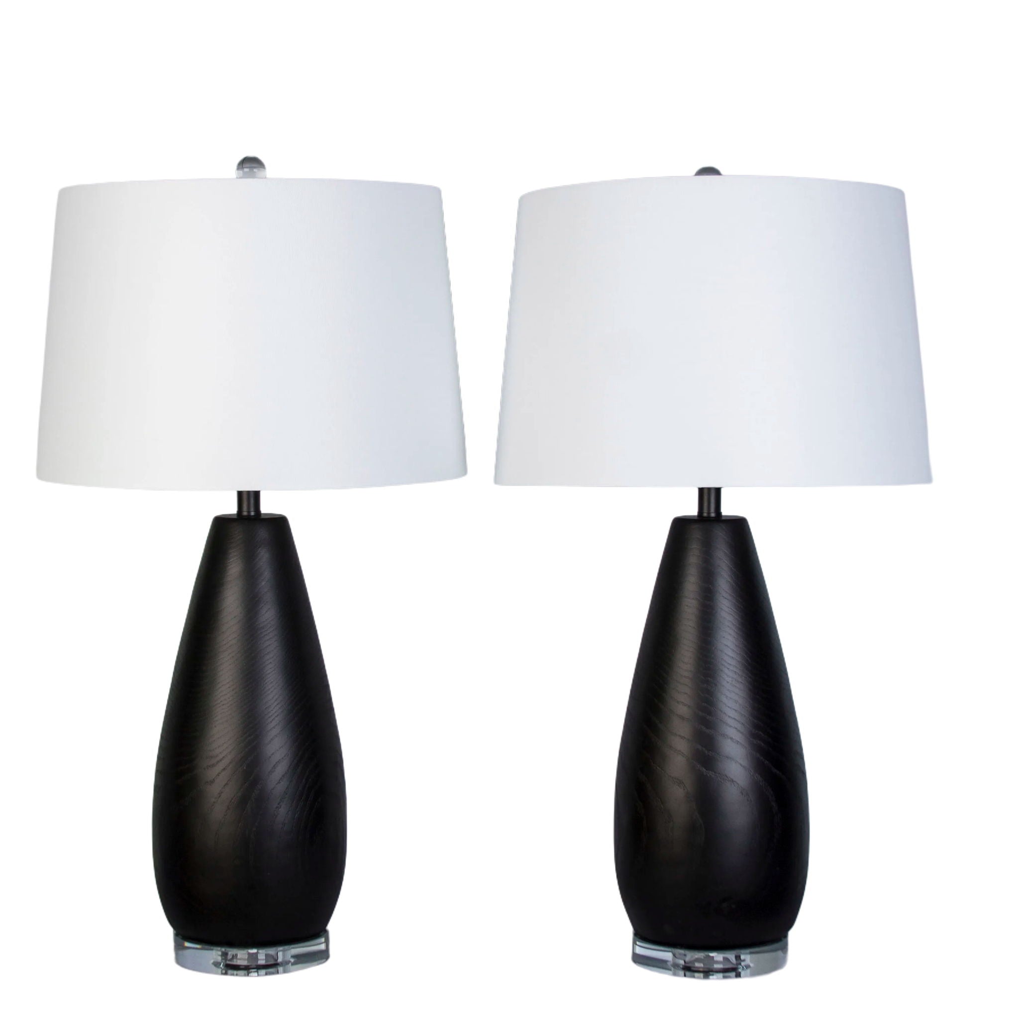 Obsidian Drift Concrete & Crystal Table Lamp (Set of 2) - Black Grain Concrete / Clear Crystal