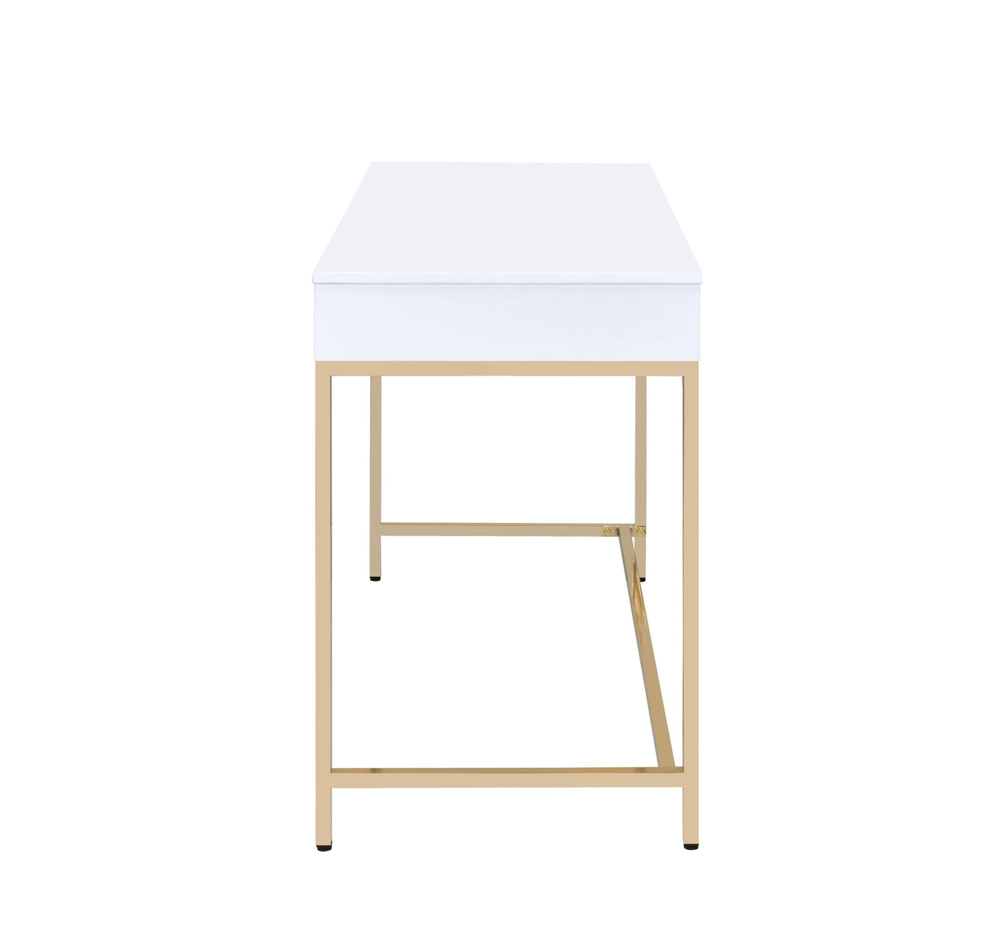 ACME Ottey Vanity Desk  in White High Gloss & Gold Finish AC00899