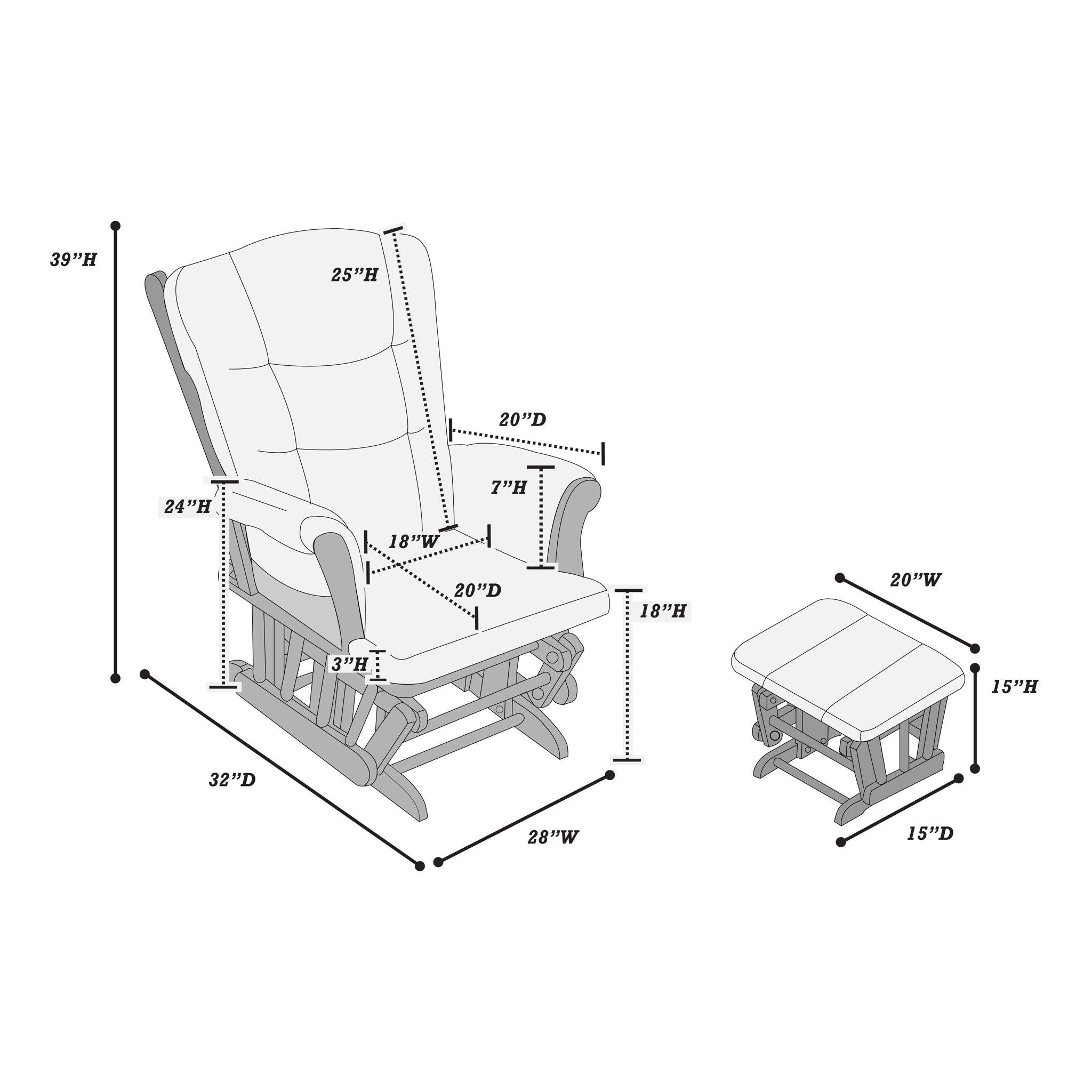 Upholstered Glider Chair With Ottoman