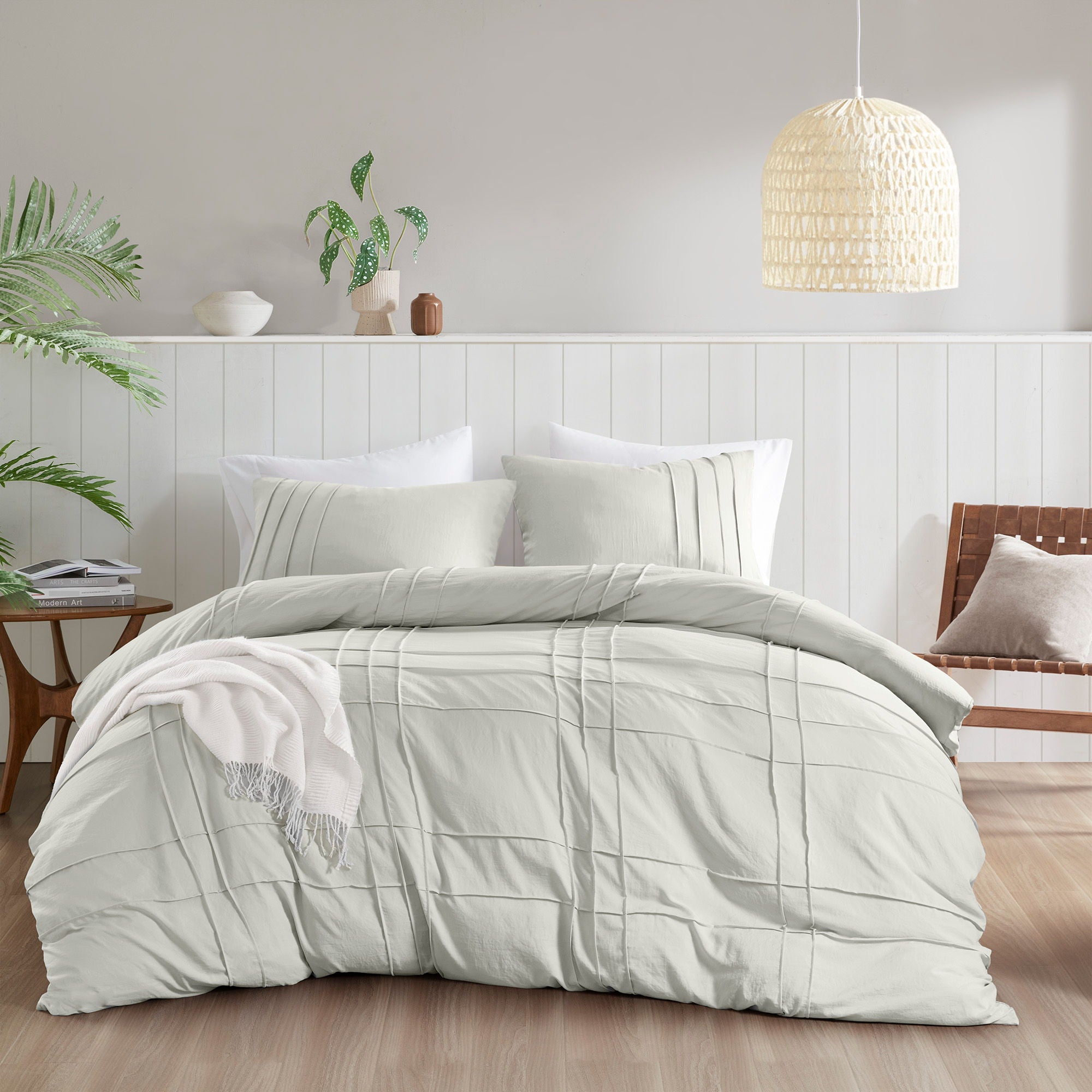 Porter - Full Soft Washed Pleated Duvet Cover Set - Silver