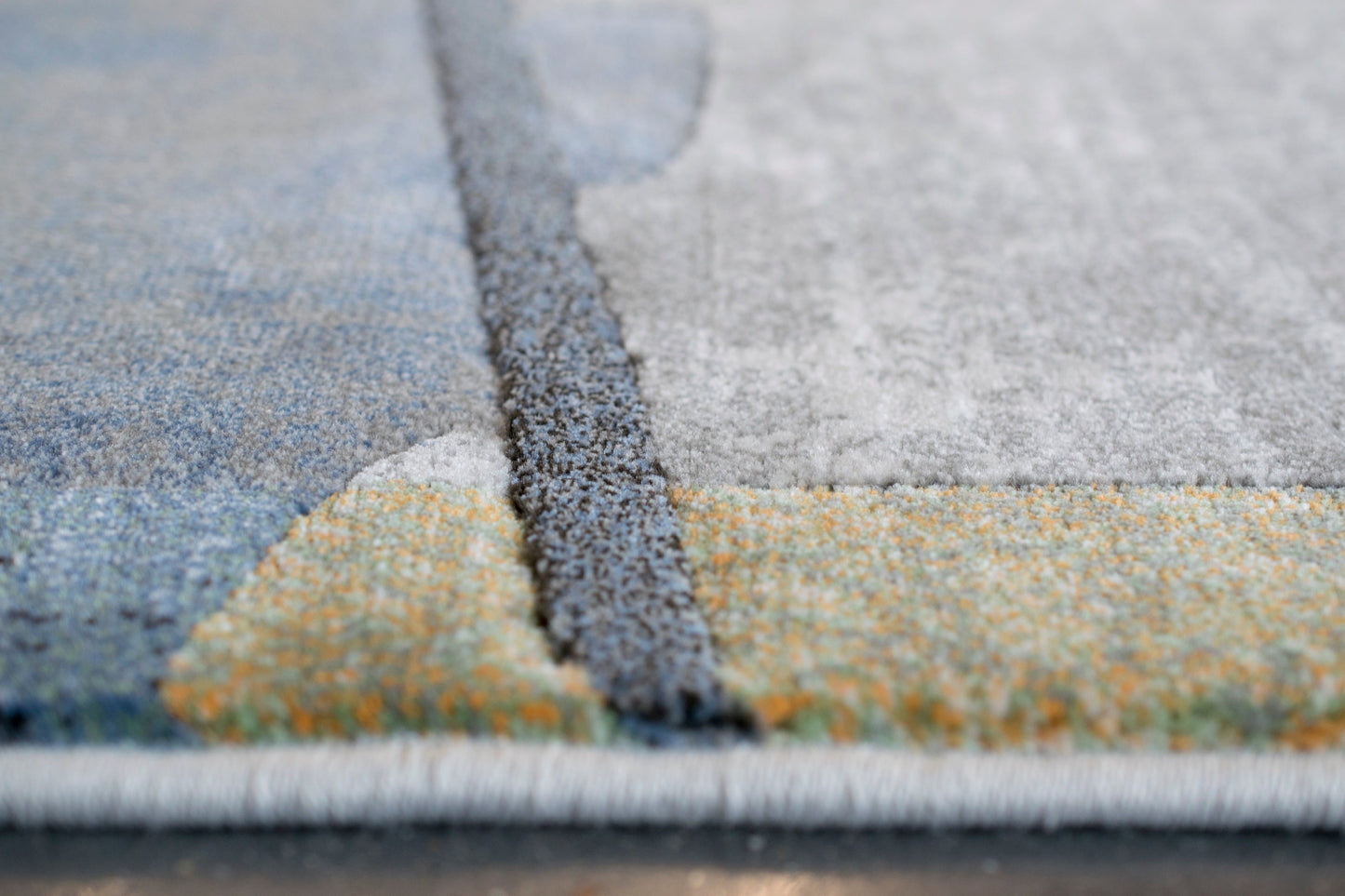 Essentials Abstract Orange, Sage, Blue, Gray, Ivory and Mauve Olefin Area Rug 8x10