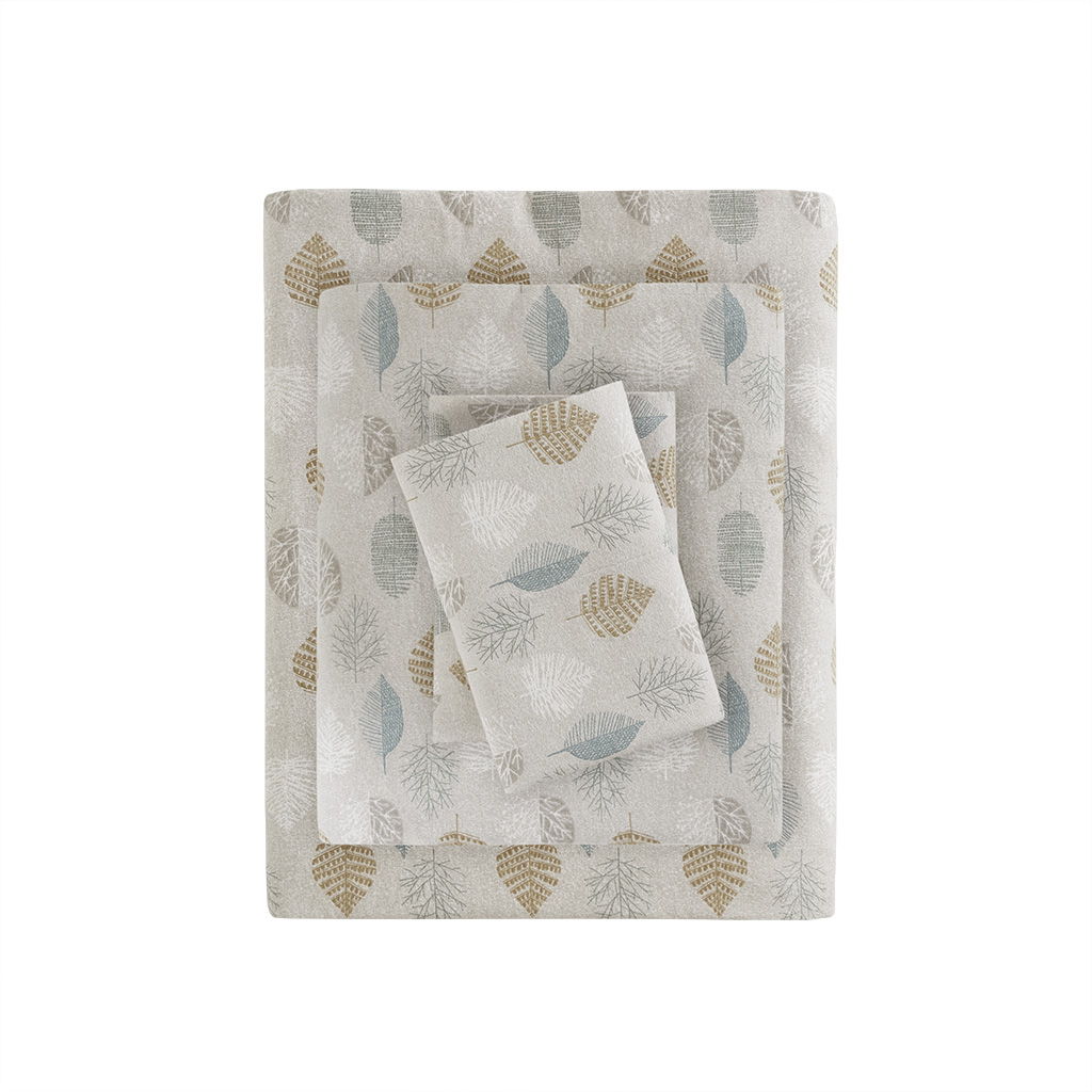 Cozy Flannel - Printed Sheet Set - Multi Leaves