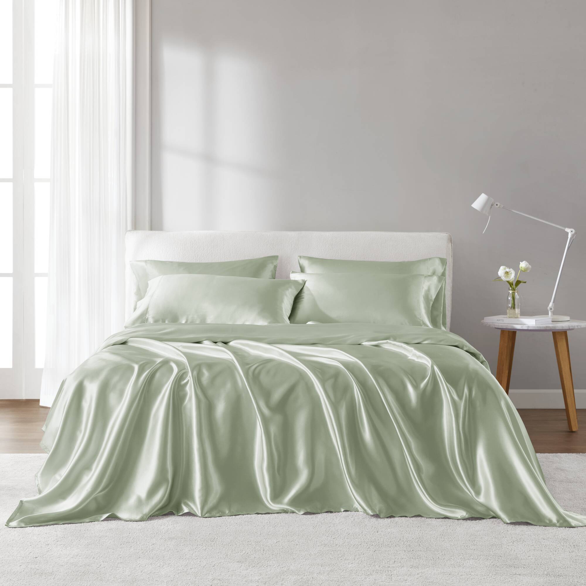 Satin - 6 Piece King Luxury Sheet Set - Sage