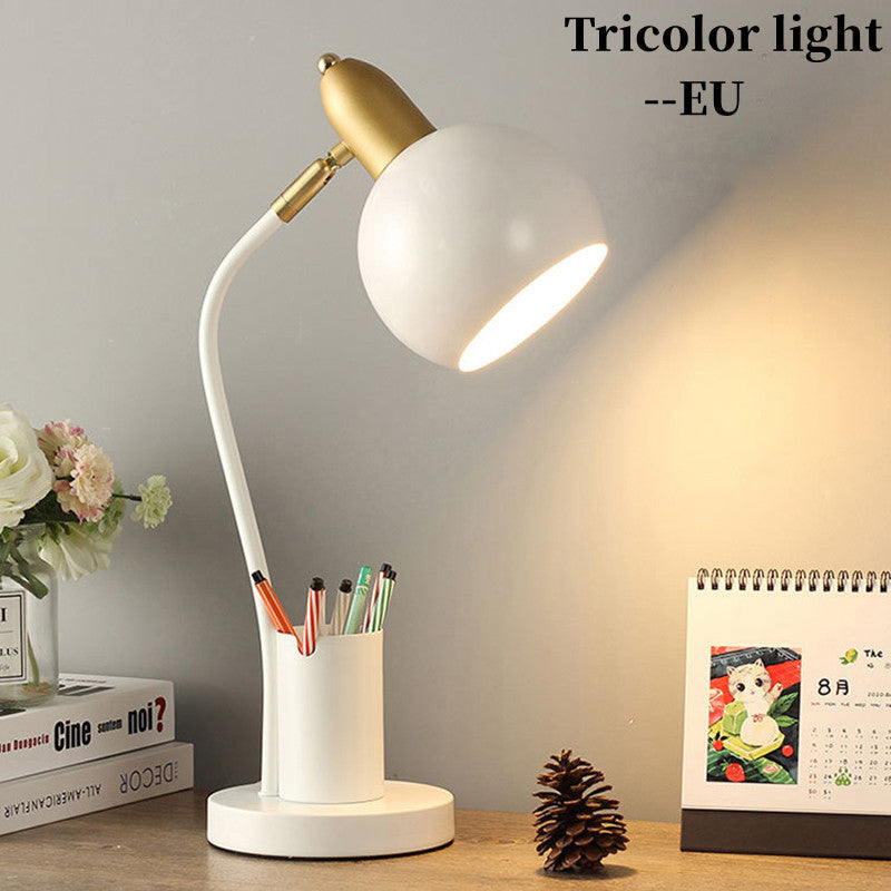 Nordic Plug-In Creative Pen Holder Desk Lamp Eye Protection Desk Student Dormitory Bedroom Ins Girl Bedside Lamp