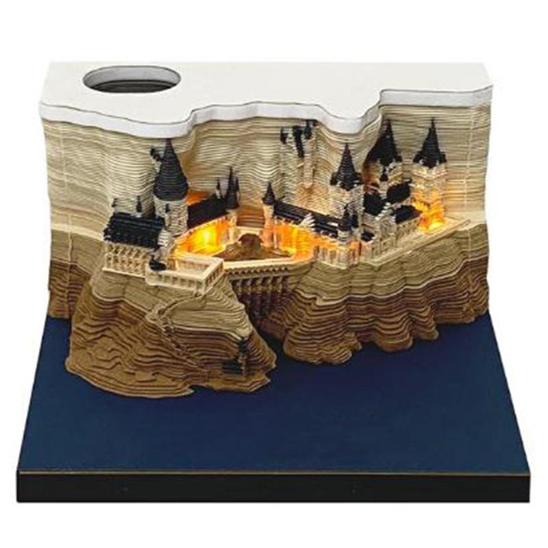 3D Paper Carving Art Hogwarts Castle Note Paper Art Building Blocks Paper Note Paper Decoration Home Crafts Paper Notepad Sticky