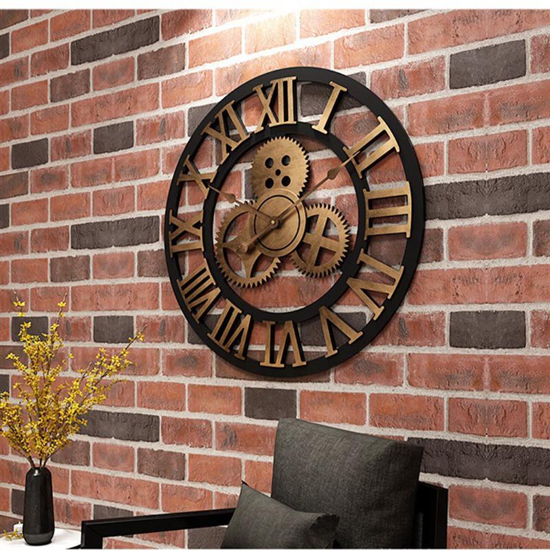 Industrial Gear Wall Clock Decorative Wall Clock Industrial Style Wall Clock (Silver Shipment without Battery)