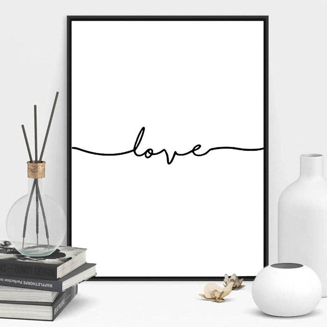 Print Nordic Poster Love Sign Word Art Black and White Poster Wall Art For Kids Room Unframed