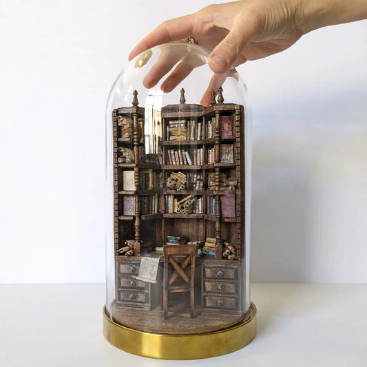 The Bay Library Miniature Gothic Bookshelf Creative Ornament Stylish Book Nook Fake Books Bookshelf Room Decoration Gift