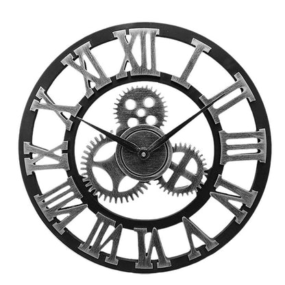 Industrial Gear Wall Clock Decorative Wall Clock Industrial Style Wall Clock (Silver Shipment without Battery)