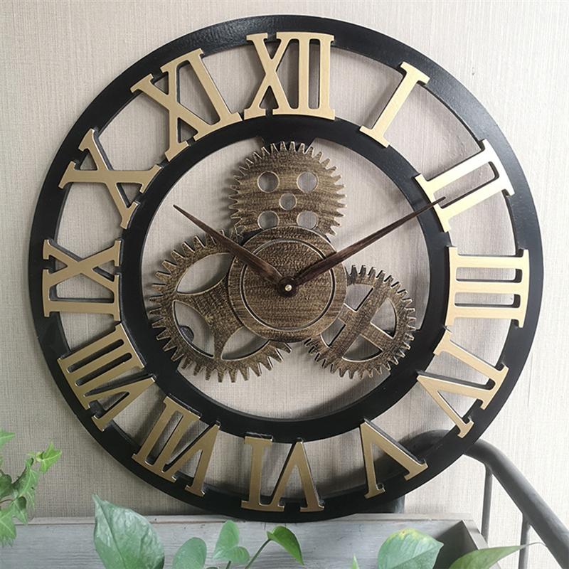 Industrial Gear Wall Clock Decorative Wall Clock Industrial Style Wall Clock (Silver Shipment without Battery)