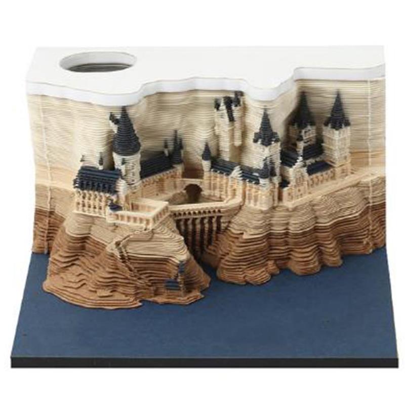 3D Paper Carving Art Hogwarts Castle Note Paper Art Building Blocks Paper Note Paper Decoration Home Crafts Paper Notepad Sticky