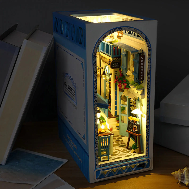 DIY Book Nook Kit – 3D Wooden Puzzle Bookshelf Insert with Warm Light