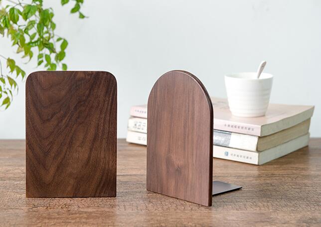 Solid beech wood book end natural wood walnut bookend home storage bookshelf decor bookstop natural wood crafts