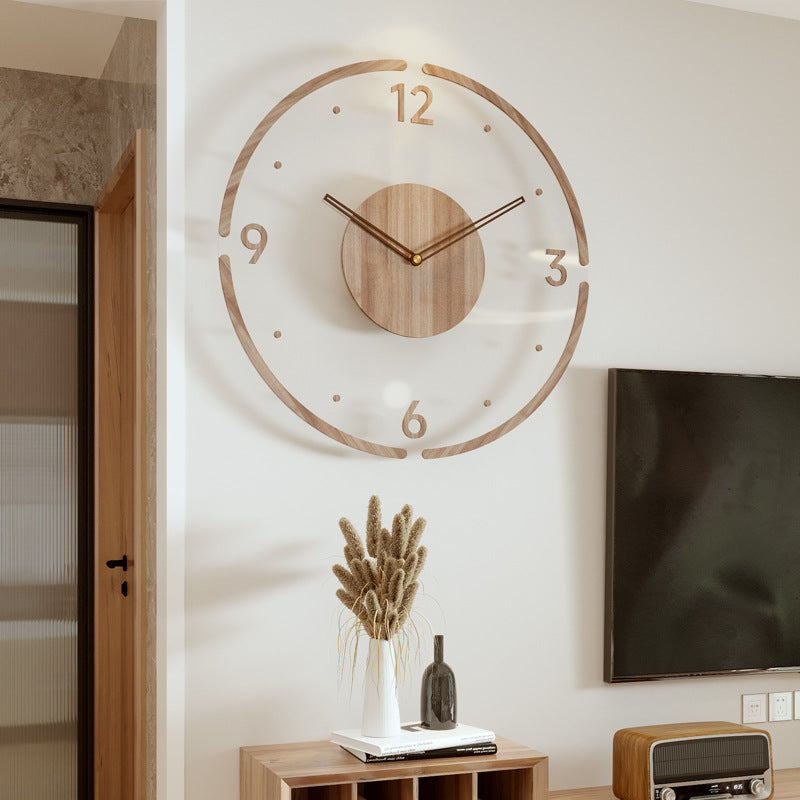 Solid Wood Creative Silent Quartz Clock Wall Clock 35cm