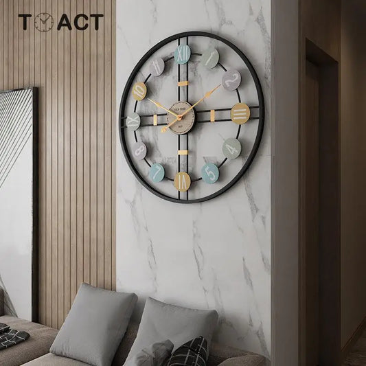 Metal Roman Numeral DIY Decor Wall Clock For Home LivingRoom Decor Round Watch