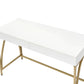 ACME Lightmane Vanity Desk  in White High Gloss & Gold Finish AC00900