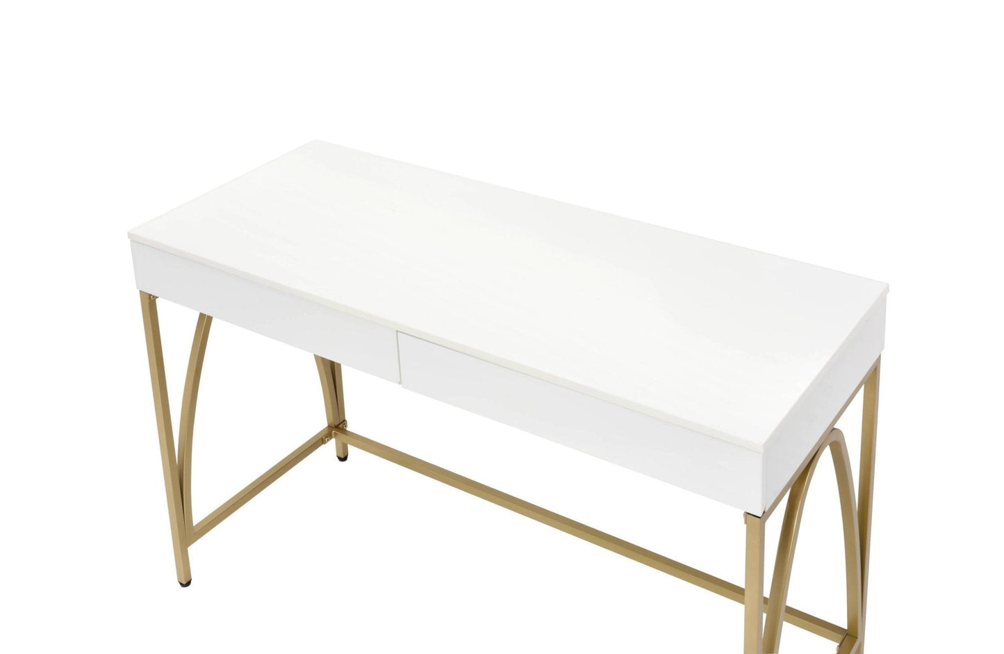 ACME Lightmane Vanity Desk  in White High Gloss & Gold Finish AC00900