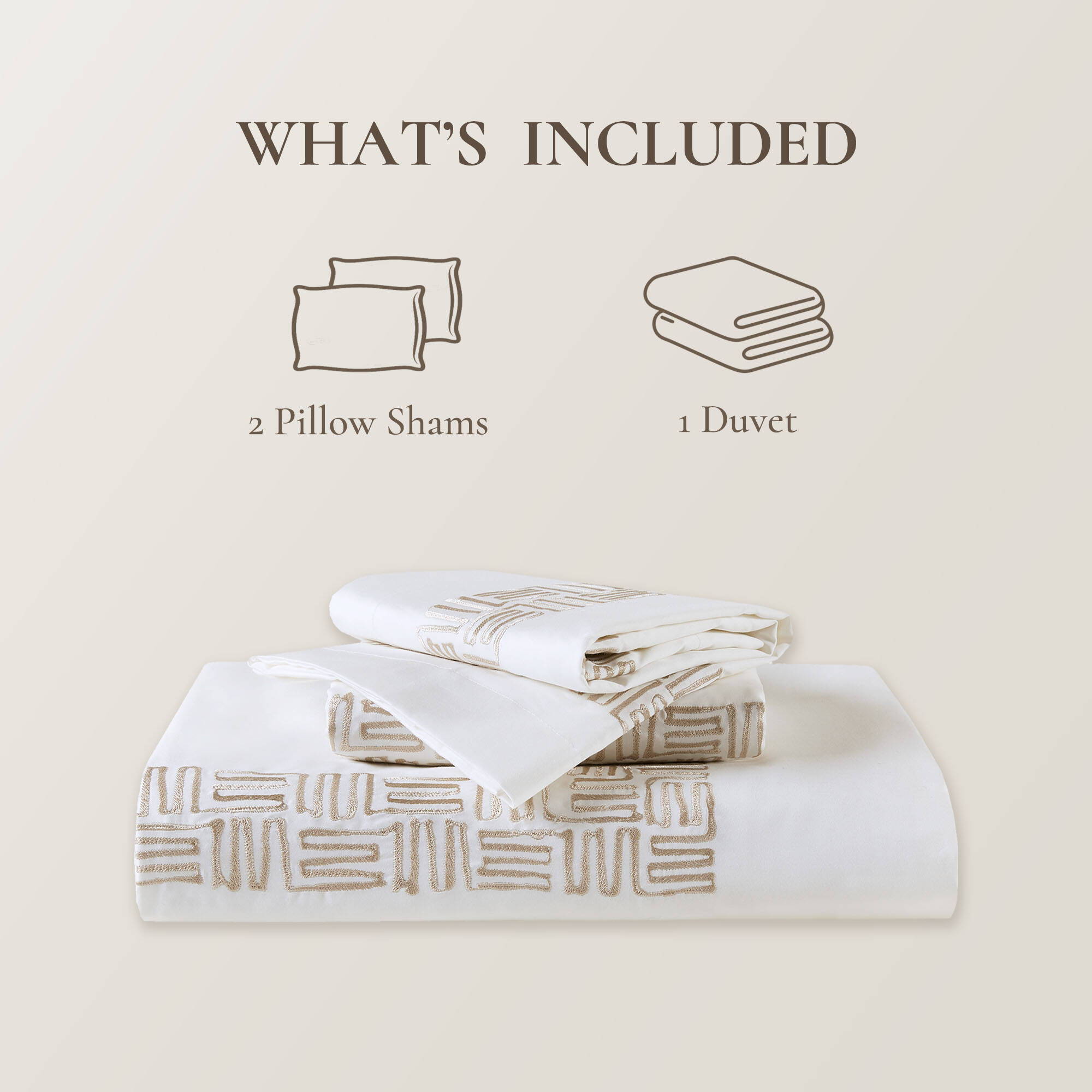 Nile - 3 Piece Full/Queen Sateen With Embroidery Duvet Set - Multi