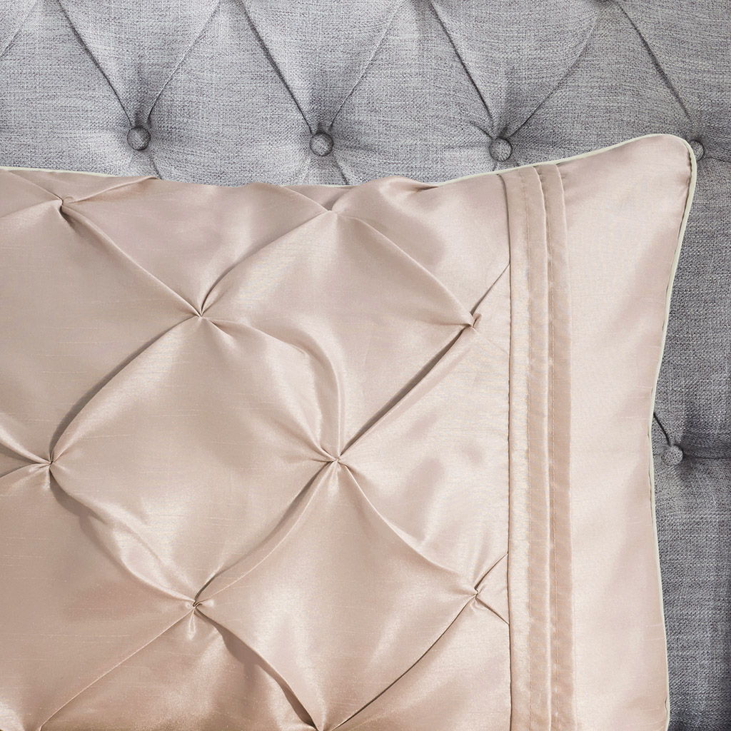 Laurel - Queen 7 Piece Tufted Comforter Set - Blush
