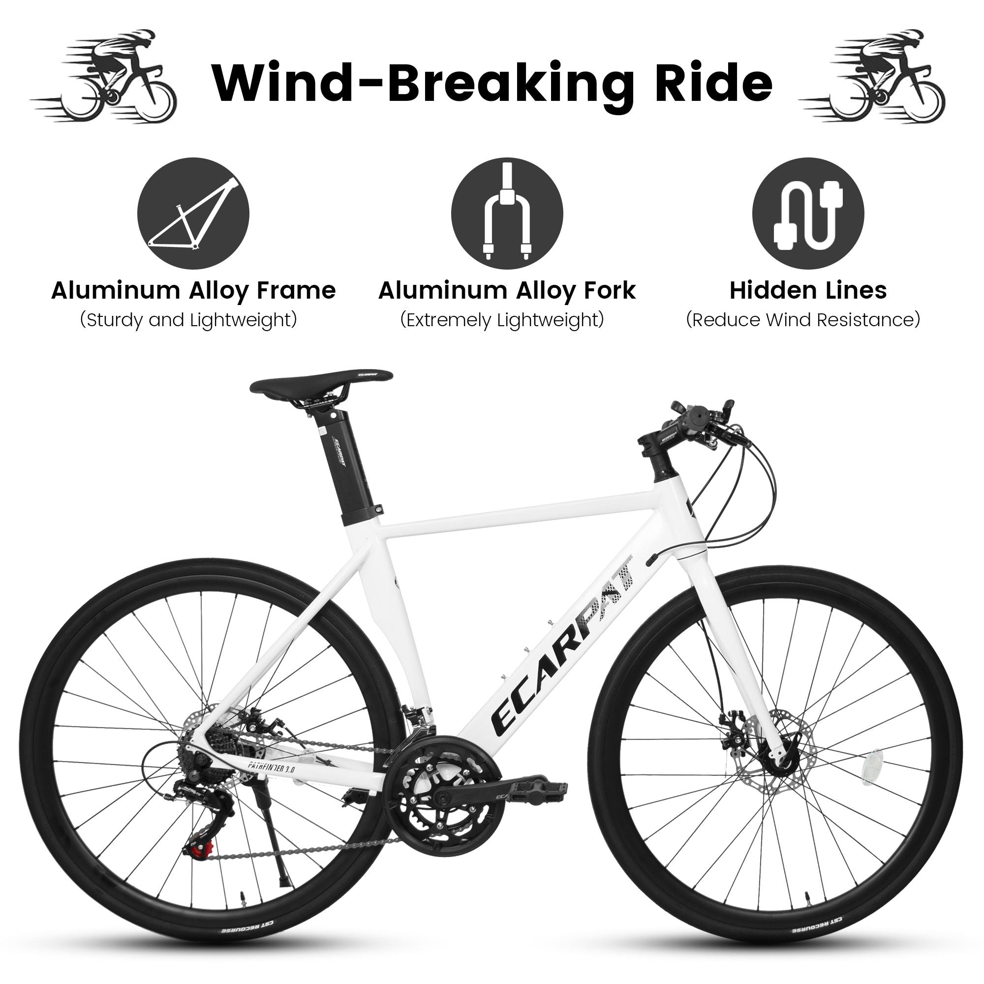 A28314 700C Ecarpat Road Bike, 14-Speed Shimano Disc Brakes, Light Weight Aluminum Frame, Racing Bike City Commuting Road Bicycle For Men Women