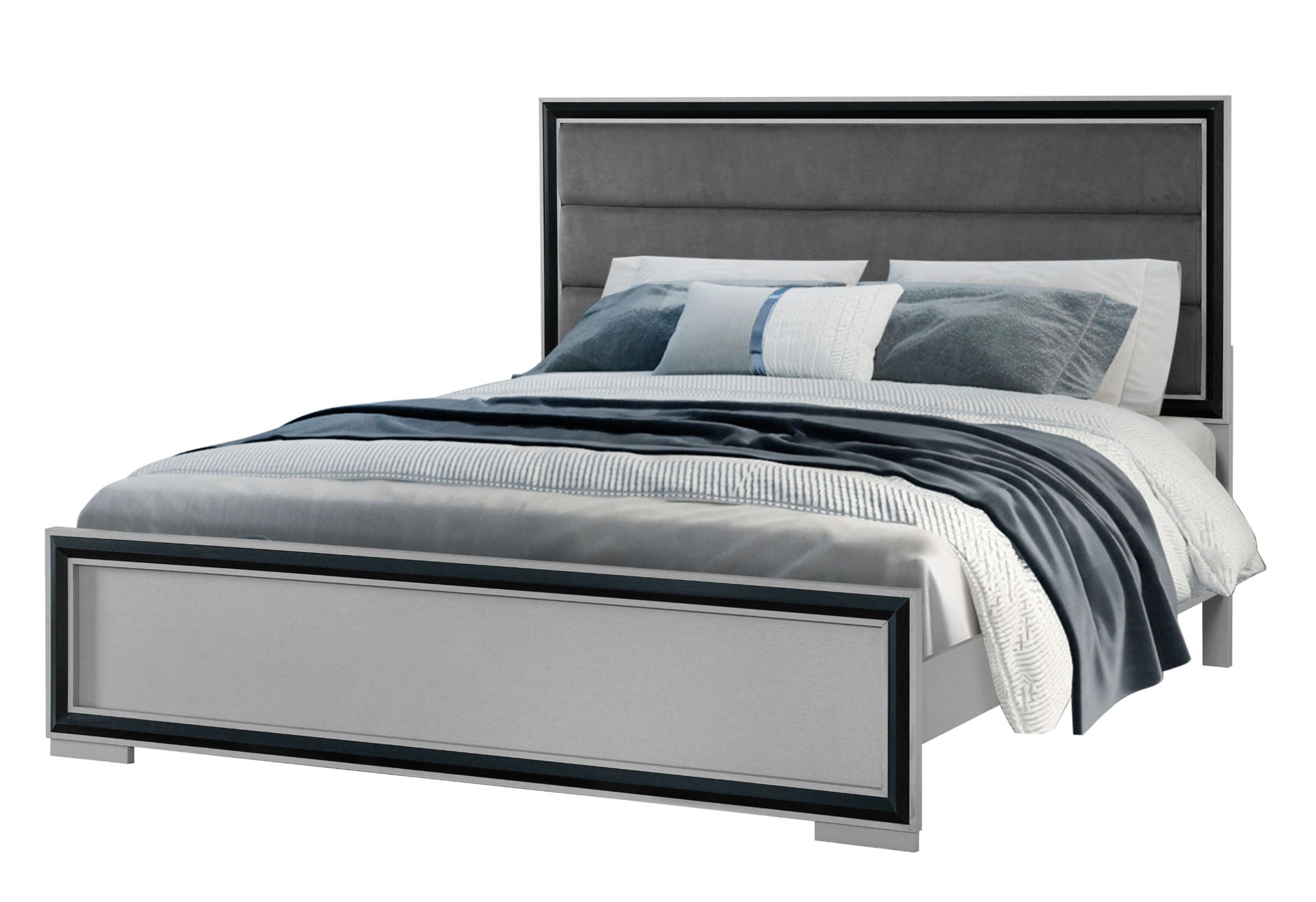 Amelia - Twin Bed Full Bed Siderails With LED - Gray Black