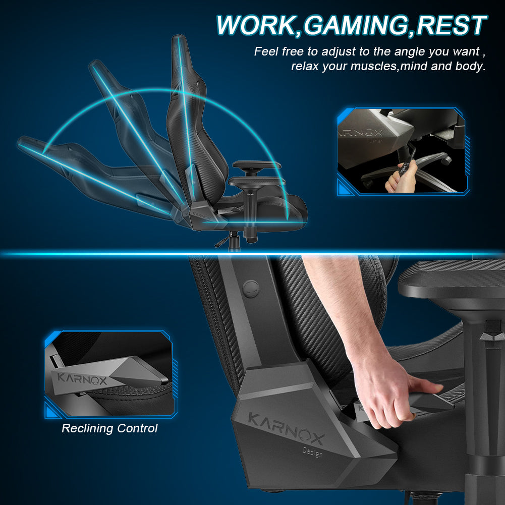 KARNOX Ergonomic Gaming Chair,Adjustable Office Computer Chair with Lumbar Support  ,Tall Back Swivel Chair with Headrest and Armrest,Comfortable Reclining Video Desk Chair with Suede Padded Sea