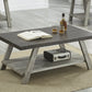 Athens Contemporary Two-Tone Wood Shelf Coffee Table in Weathered Walnut and Gray