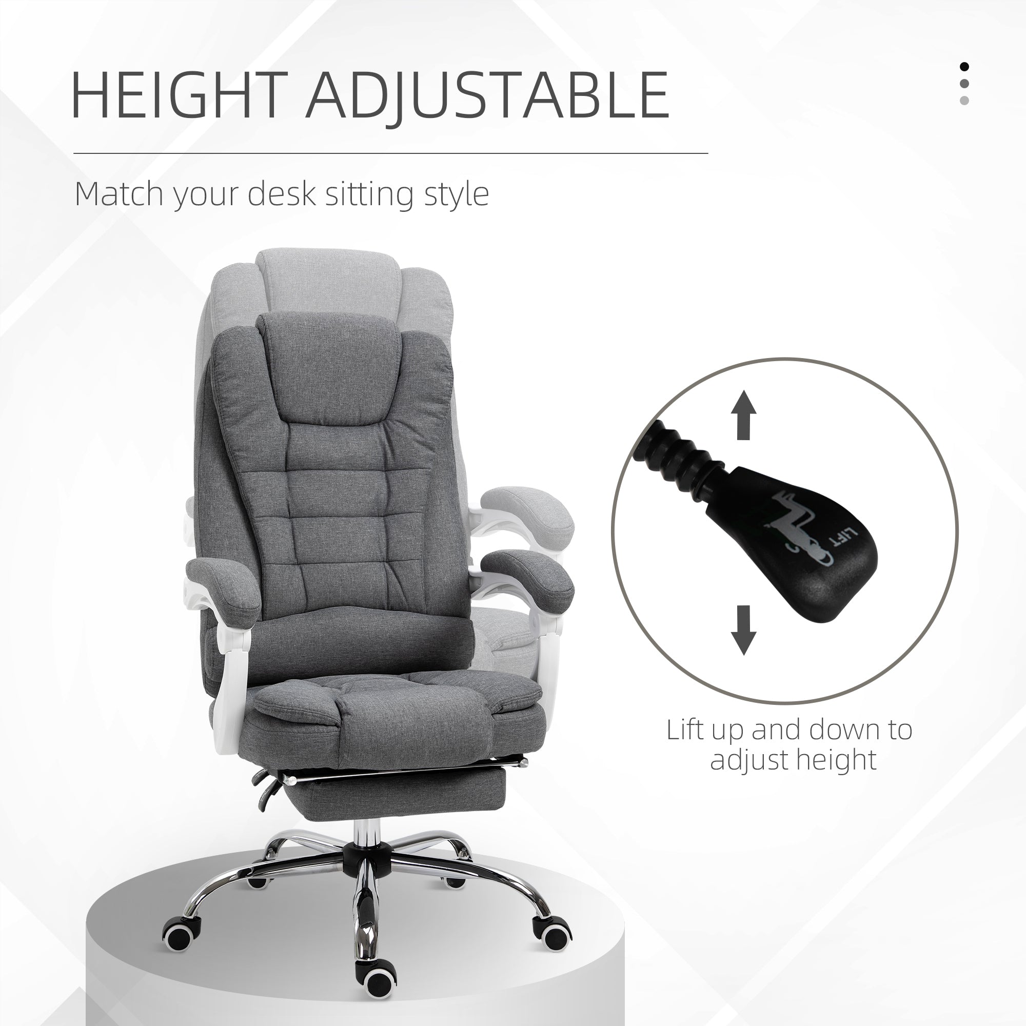 Vinsetto Executive Office Chair with Footrest, Linen-Fabric Computer Chair