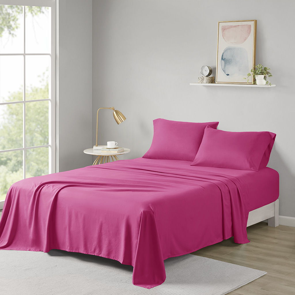 Microfiber - Twin Long All Season Wrinkle Free Sheet Set - Pink