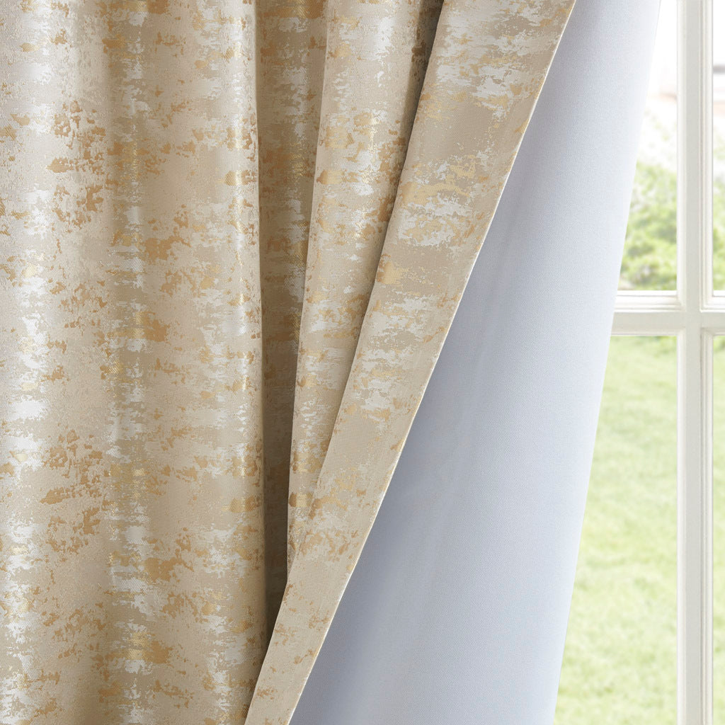 Jacquard Lined Total Blackout Rod Pocket/Back Tab Curtain Panel