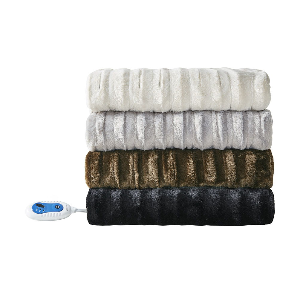 Heated Duke - Faux Fur Heated Throw - Ivory