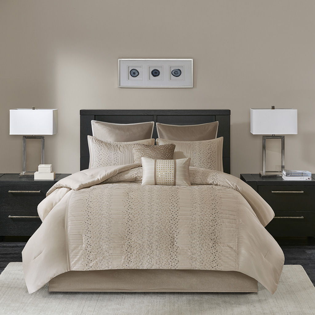 Camelia - Embroidered Comforter (Set of 8) - Natural