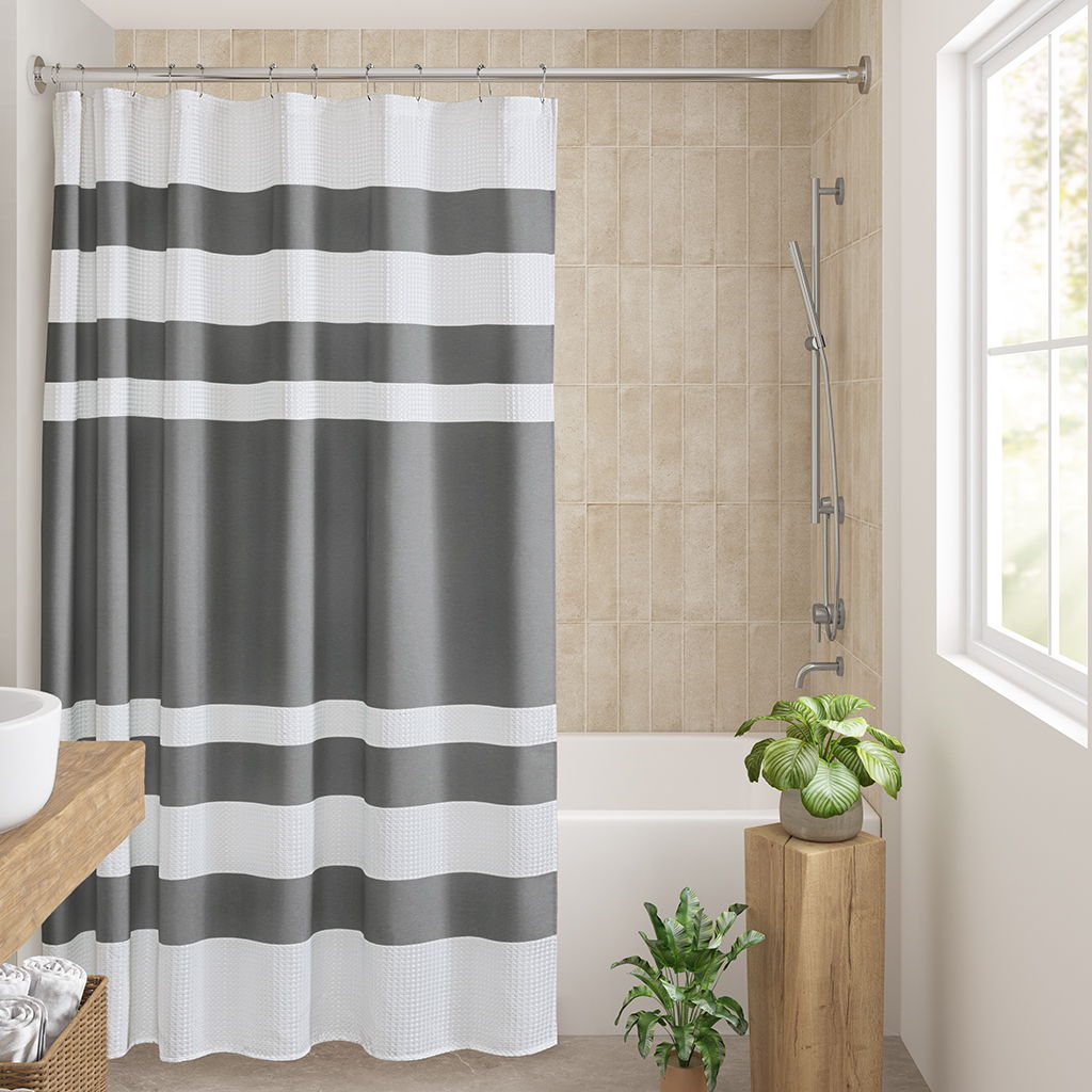 Spa Waffle - 72" x 78" Shower Curtain With 3M Treatment - Charcoal