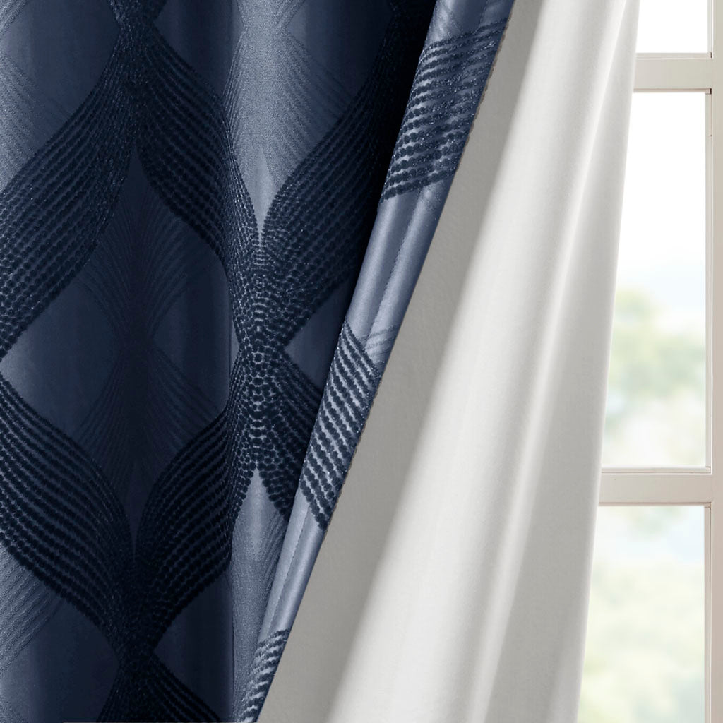 Ogee Knitted Jacquard Total Blackout Curtain Panel