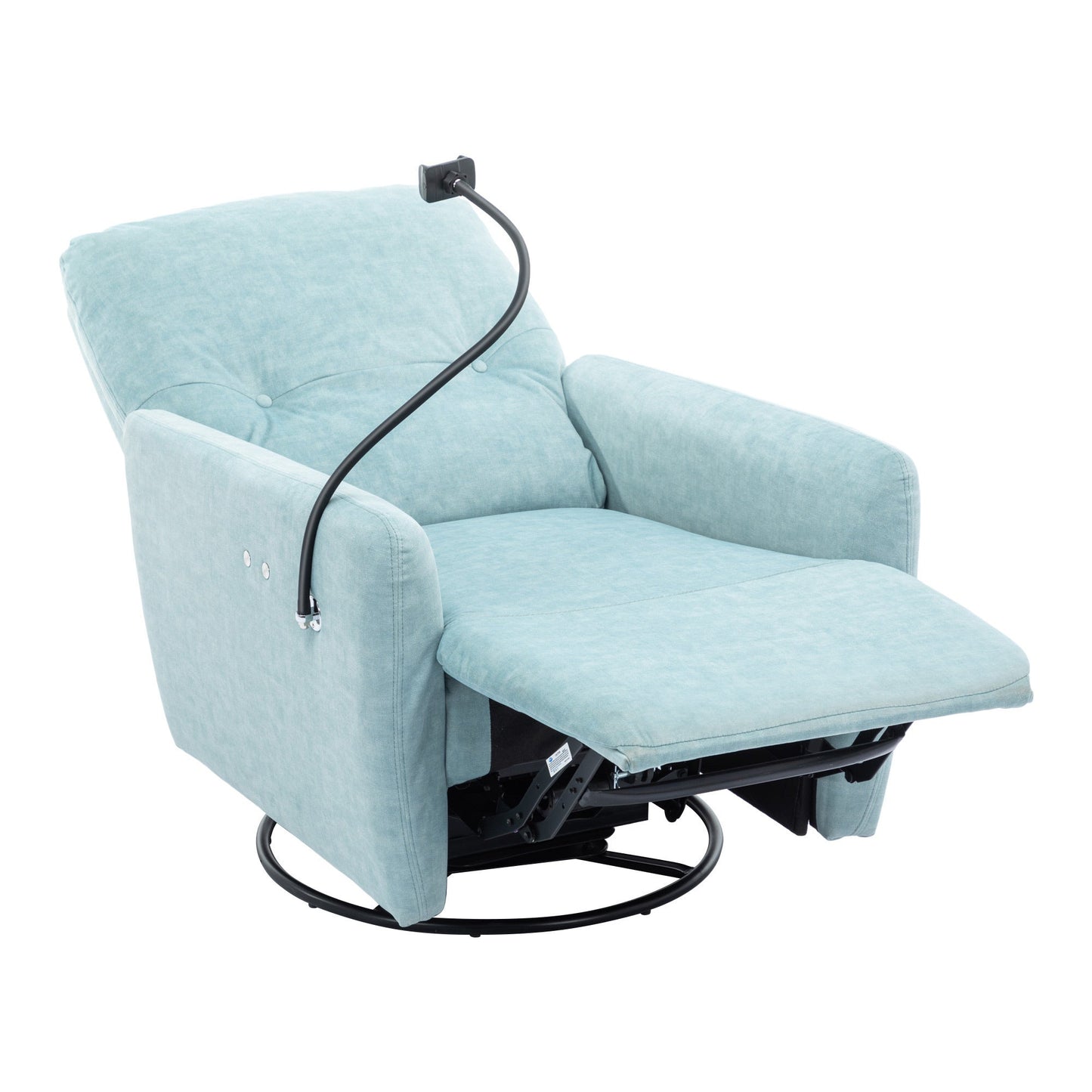 270 Degree Swivel Electric Recliner Home Theater Seating Single Reclining Sofa Rocking Motion Recliner with a Phone Holder for Living Room, Blue