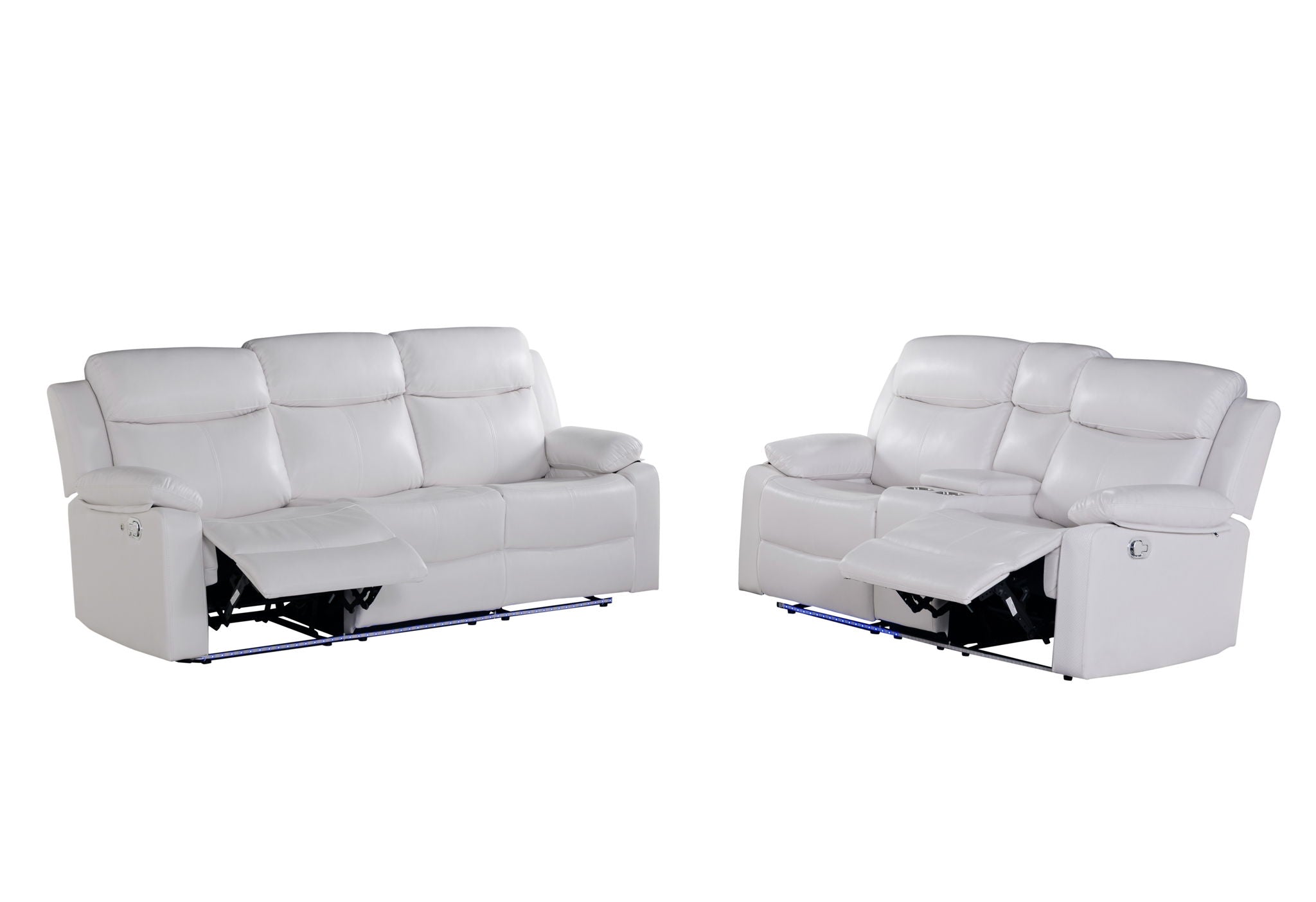 U6026 - 2 Piece Living Room Set (Reclining Sofa, Console Reclining Loveseat With LED And Speaker) - White