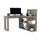 Masai Writing Computer Desk, Five Open Shelves -Light Gray