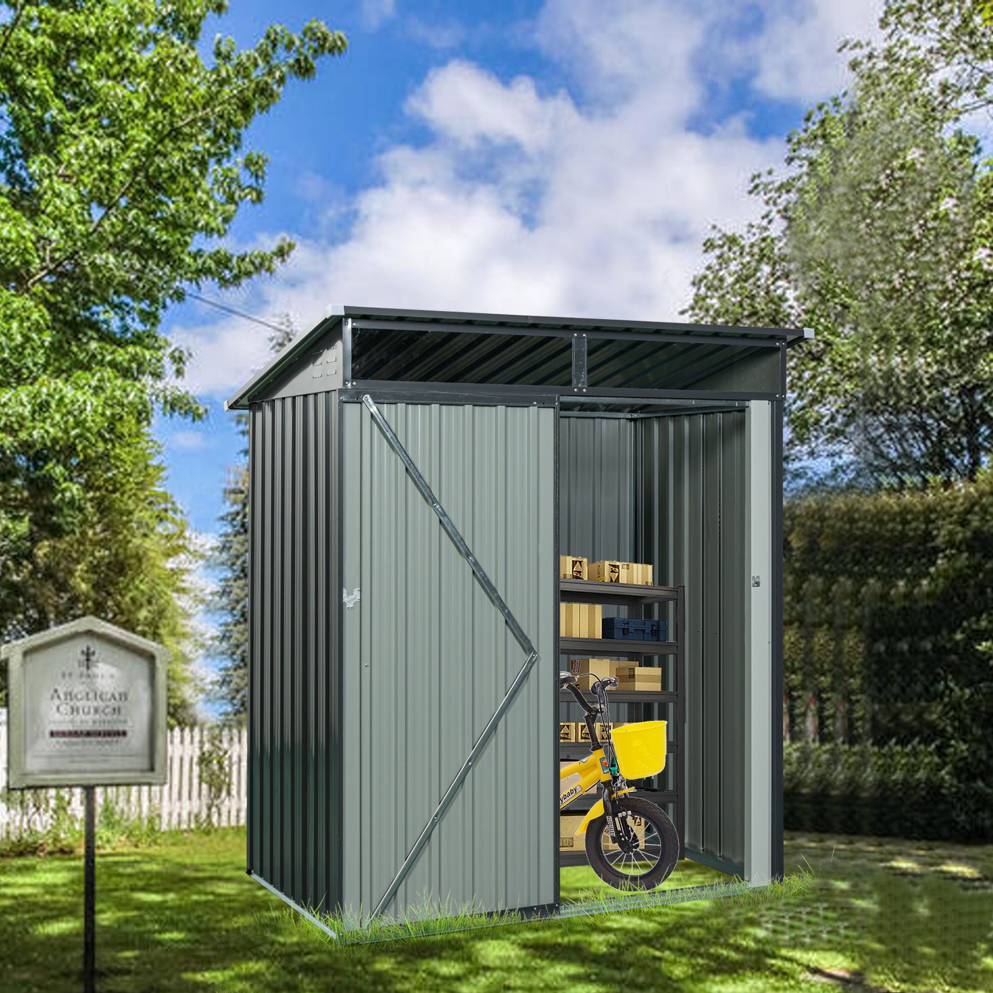 Outdoor Metal Storage Shed Transparent Plate