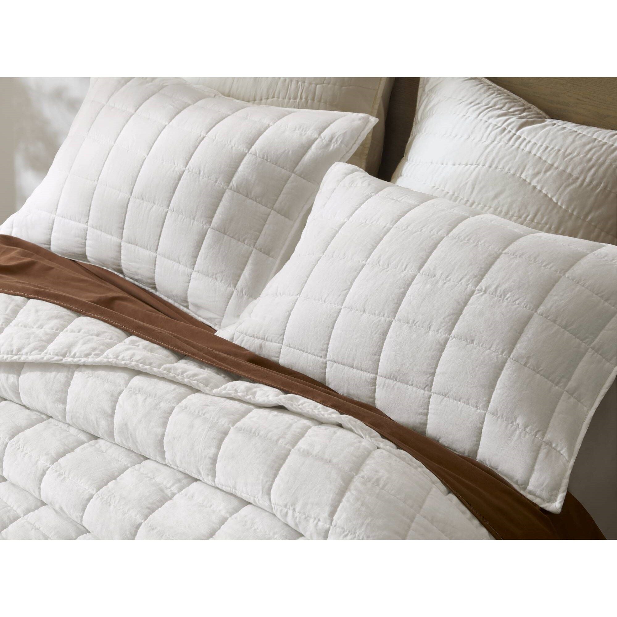 French Flax - King/California King Linen Garment Washed Quilt Set - White