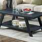 Athens Contemporary Replicated Wood Shelf Coffee Table in Black Finish