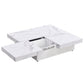 Square Marble Veneer Coffee Table Sliding Top with Storage in White 39.4''