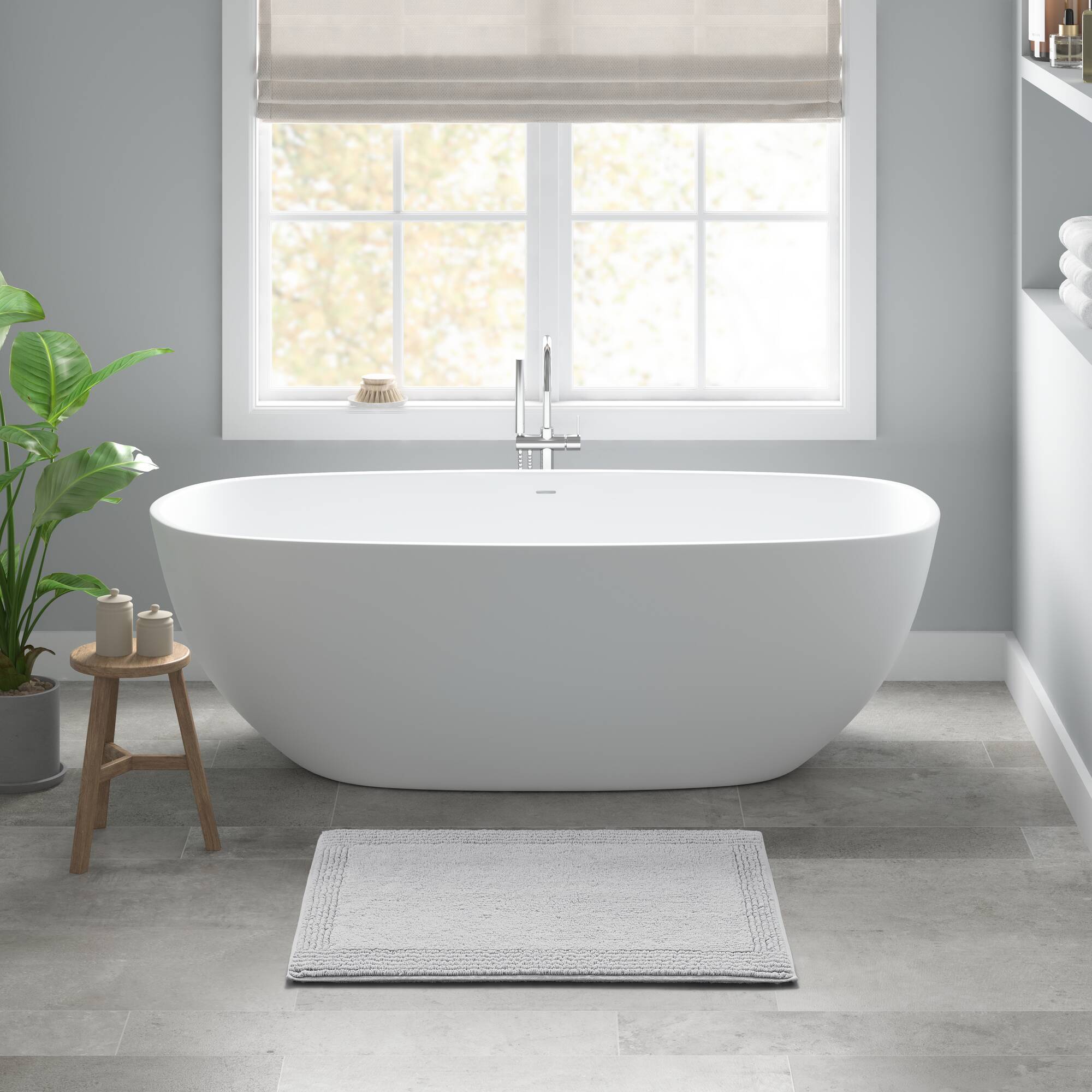 Splendor - 21" x 34" Tufted Reversible Bath Rug - Gray